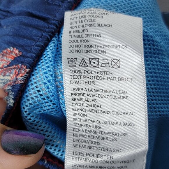 Tommy Bahama XL Navy Blue Mesh Turtle Palm Hula Lined Men's Swim Trunks - Picture 5 of 5